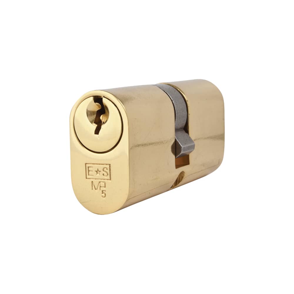 Eurospec 5 Pin 60mm Oval Double Cylinder - 30 + 30mm - Polished Brass - Master Keyed