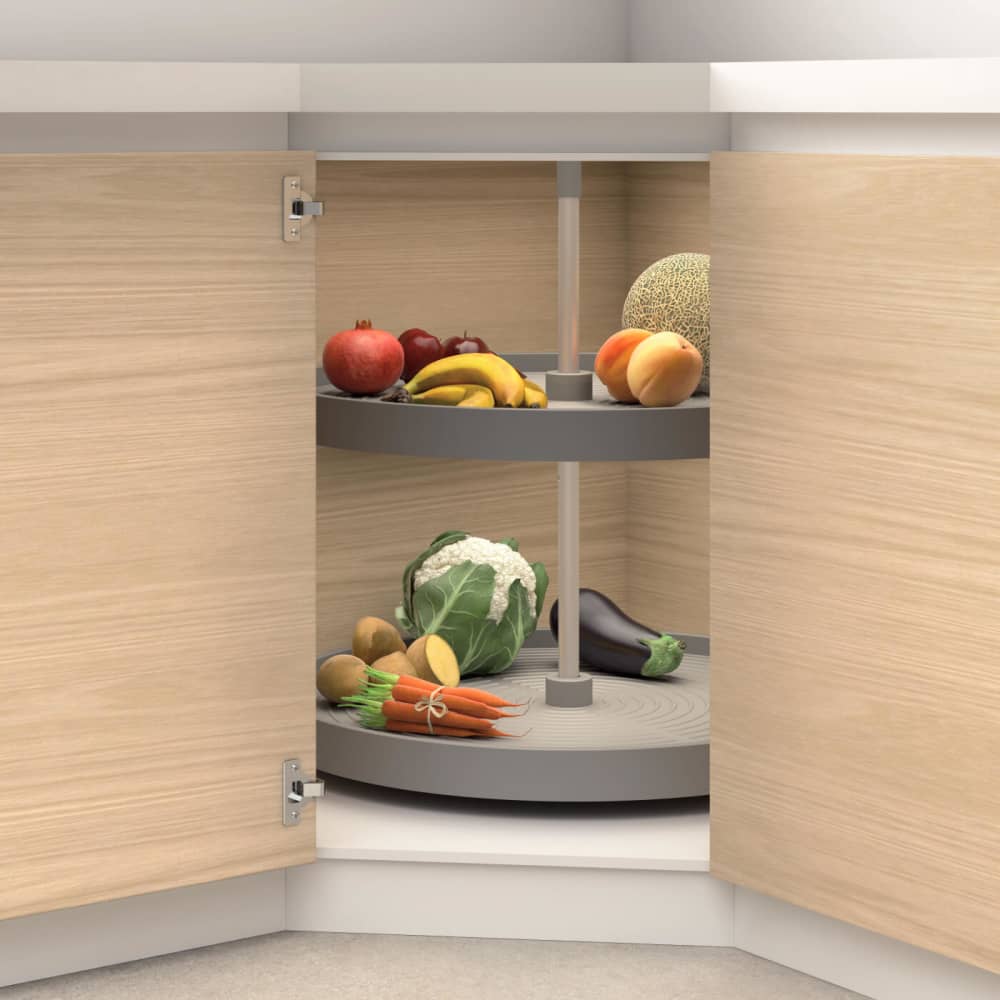 Emuca Full Tray Carousel Set - Cabinet Width 800mm - Grey Plastic