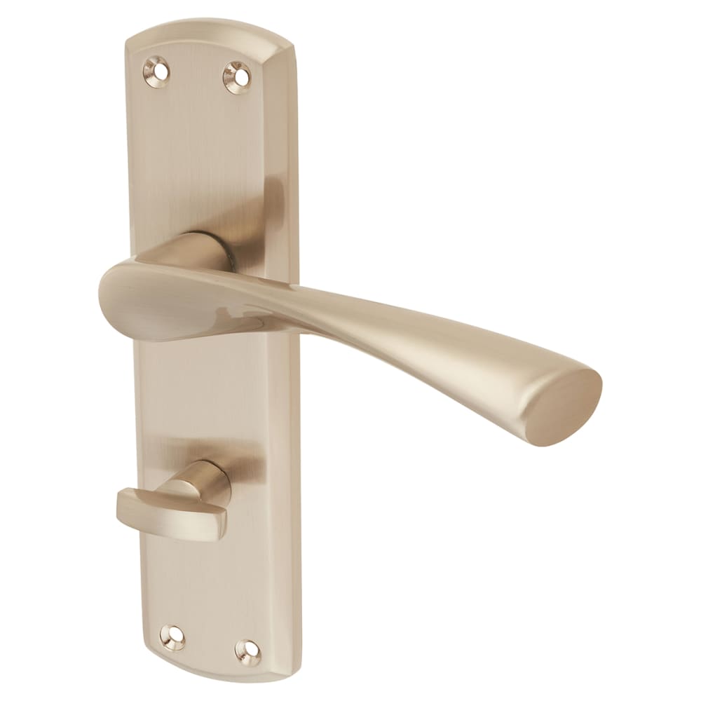 Touchpoint Monza Bathroom Door Handle - 175 x 45mm - Satin Nickel 