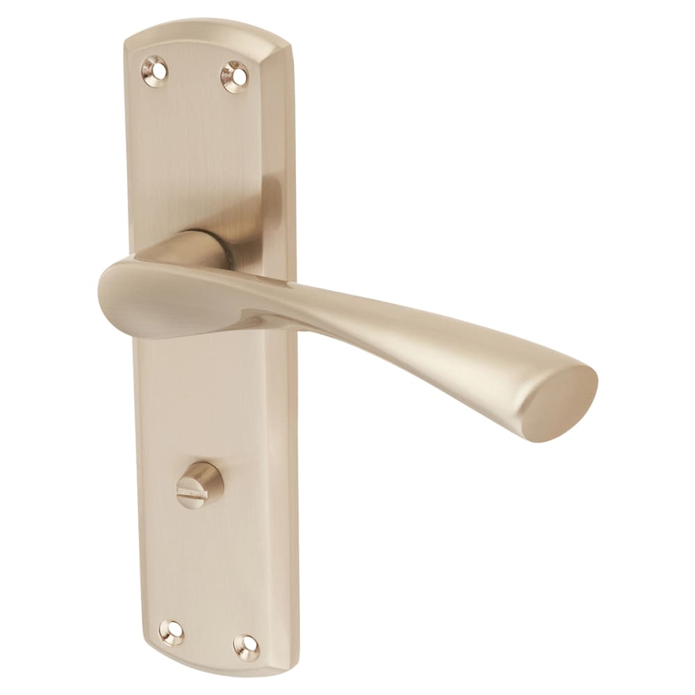 Touchpoint Monza Bathroom Door Handle - 175 x 45mm - Satin Nickel 