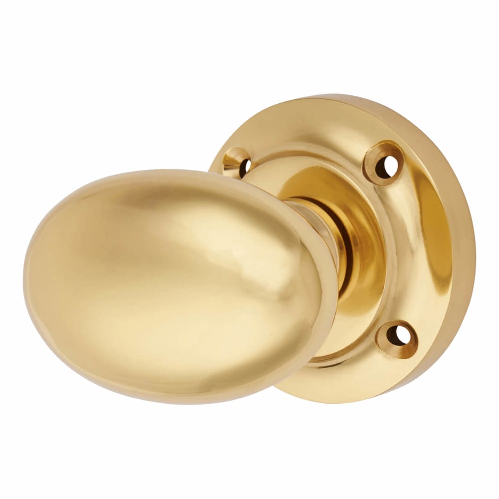 Oval Mortice Knobset -57mm - Polished Brass