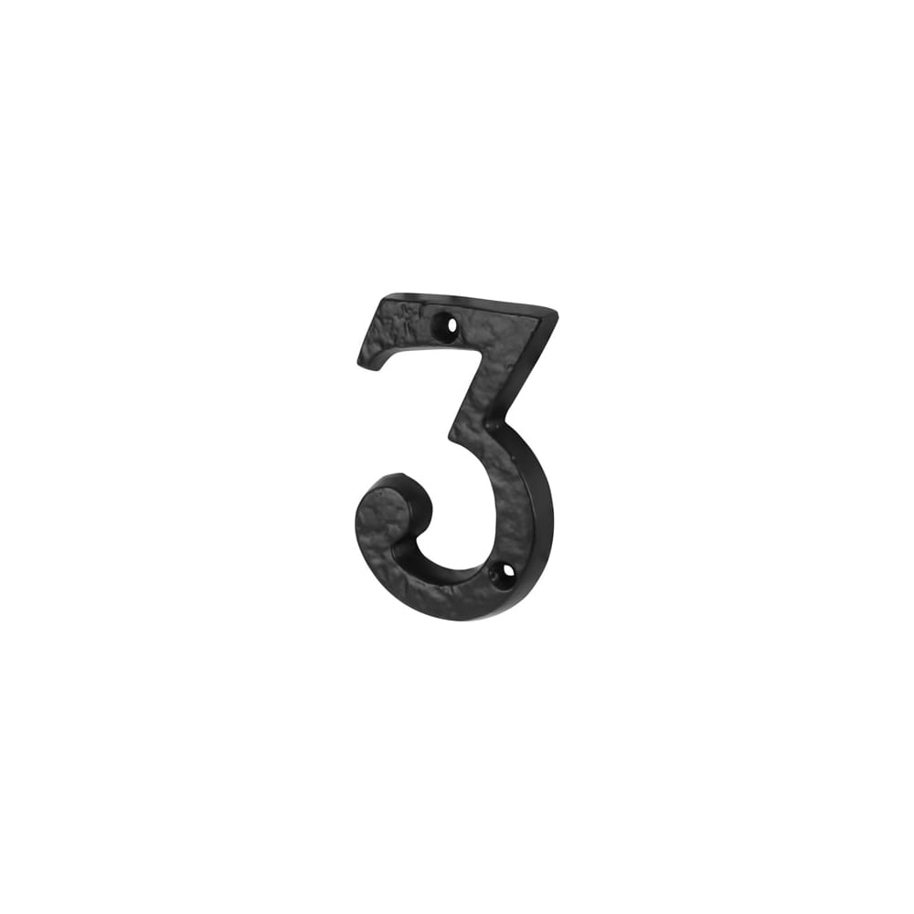 Olde Forge 76mm Screw Fix Door Numeral - 3 - Antique Black Iron