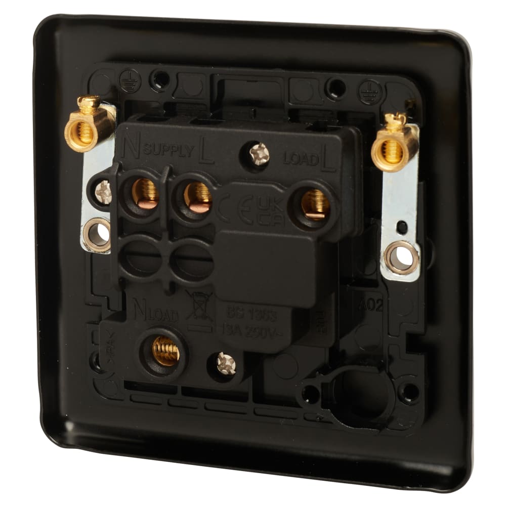 Eurolite Enhance Decorative 13A 1 Gang DP Switched Fused Spur - Matt Black with Black Inserts