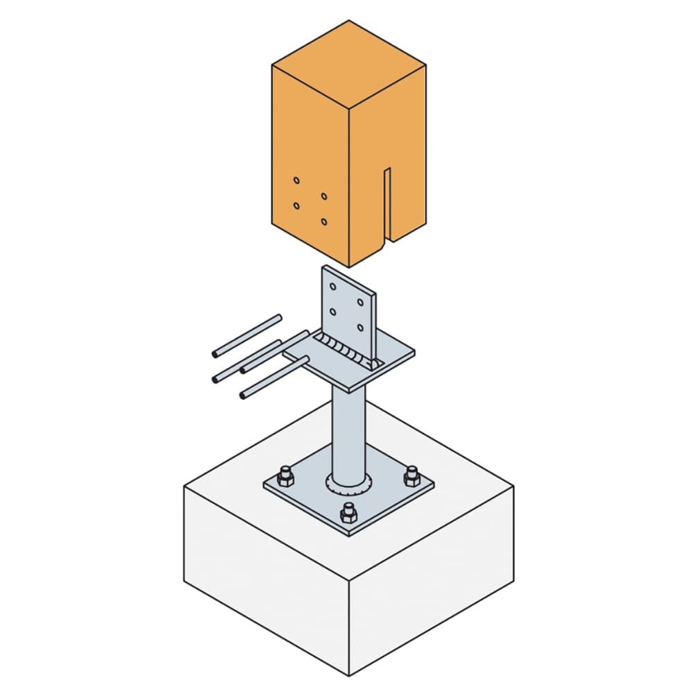 Simpson Strong Tie PBH120 Heavy Duty Elevated Post Base for 120-200mm Posts - 216mm Height