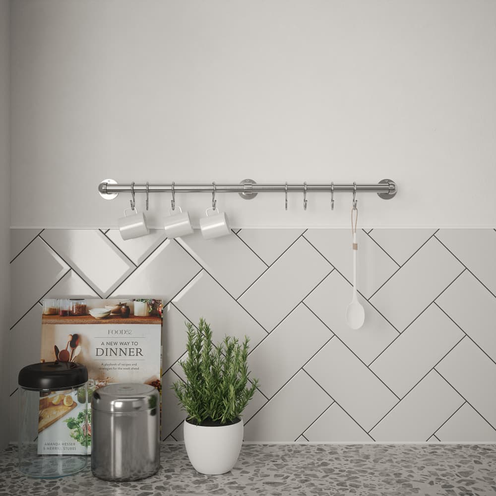Rothley Kitchen Utensil Rail Kits - 19 x 1000mm - Brushed Silver