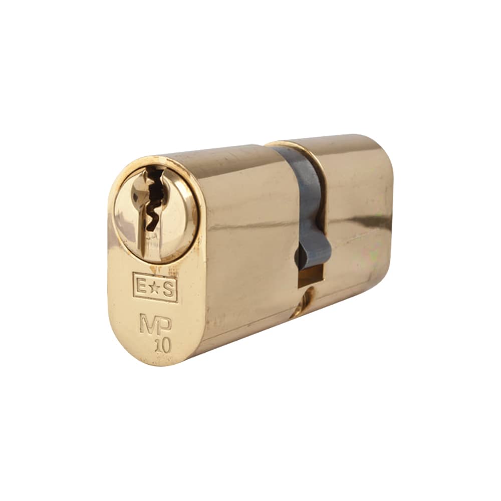 Eurospec 10 Pin 70mm Oval Double Cylinder - 35 + 35mm - Polished Brass - Keyed Alike