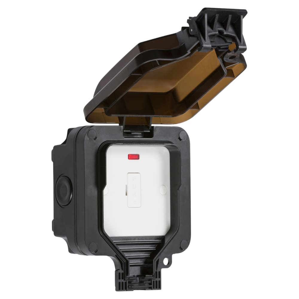 Knightsbridge 13A IP66 1 Gang Outdoor Weatherproof Unswitched Fused Spur - Black