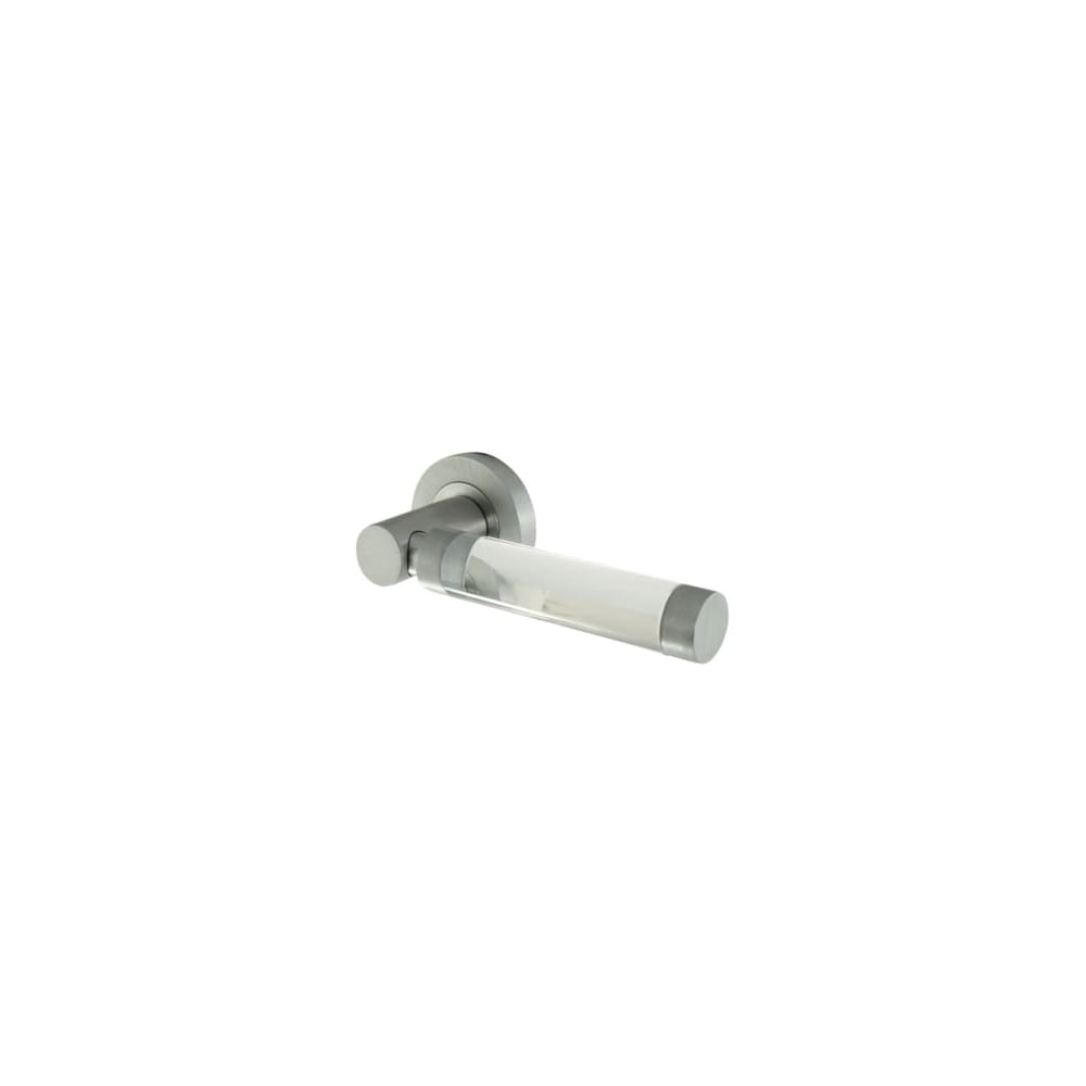 Jedo Plain Glass Tubular Door Handle on Rose - Satin Chrome