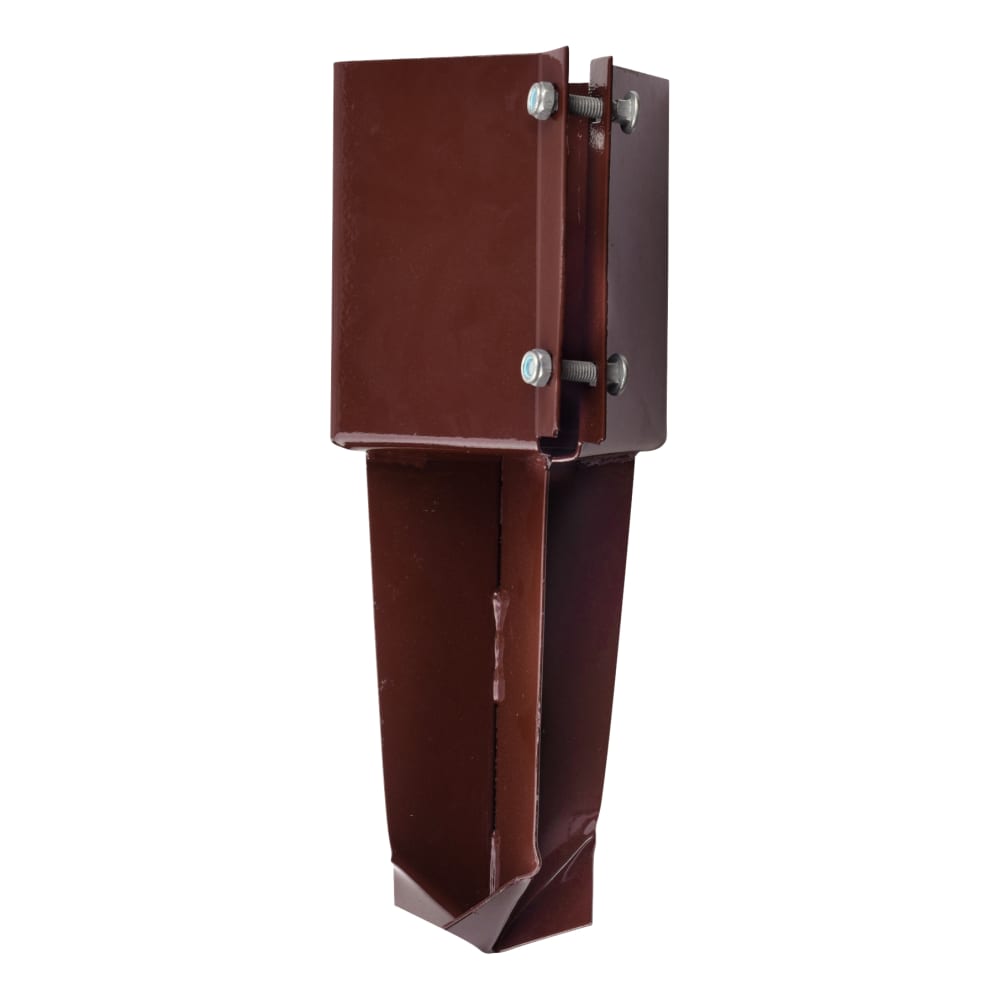 TIMCO Concrete In Fence Post Shoe - Bolt Secure - 100 x 100mm - Oxide Red