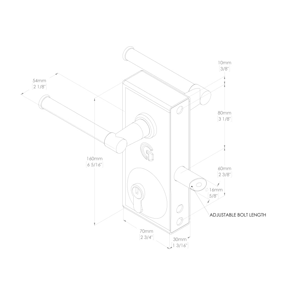Gatemaster Superlock Bolt on Gate Latch Deadlock with Handle - 160 x 70 x 30mm - Black