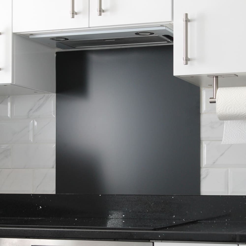 Altro Aluminium Kitchen Splashback - 900 x 750mm - Matt Jet Black