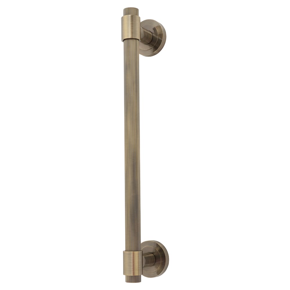 Hampstead Lines T-Bar Door Pull Handle on Rose - Screw Fix - 300mm Centres - Antique Brass