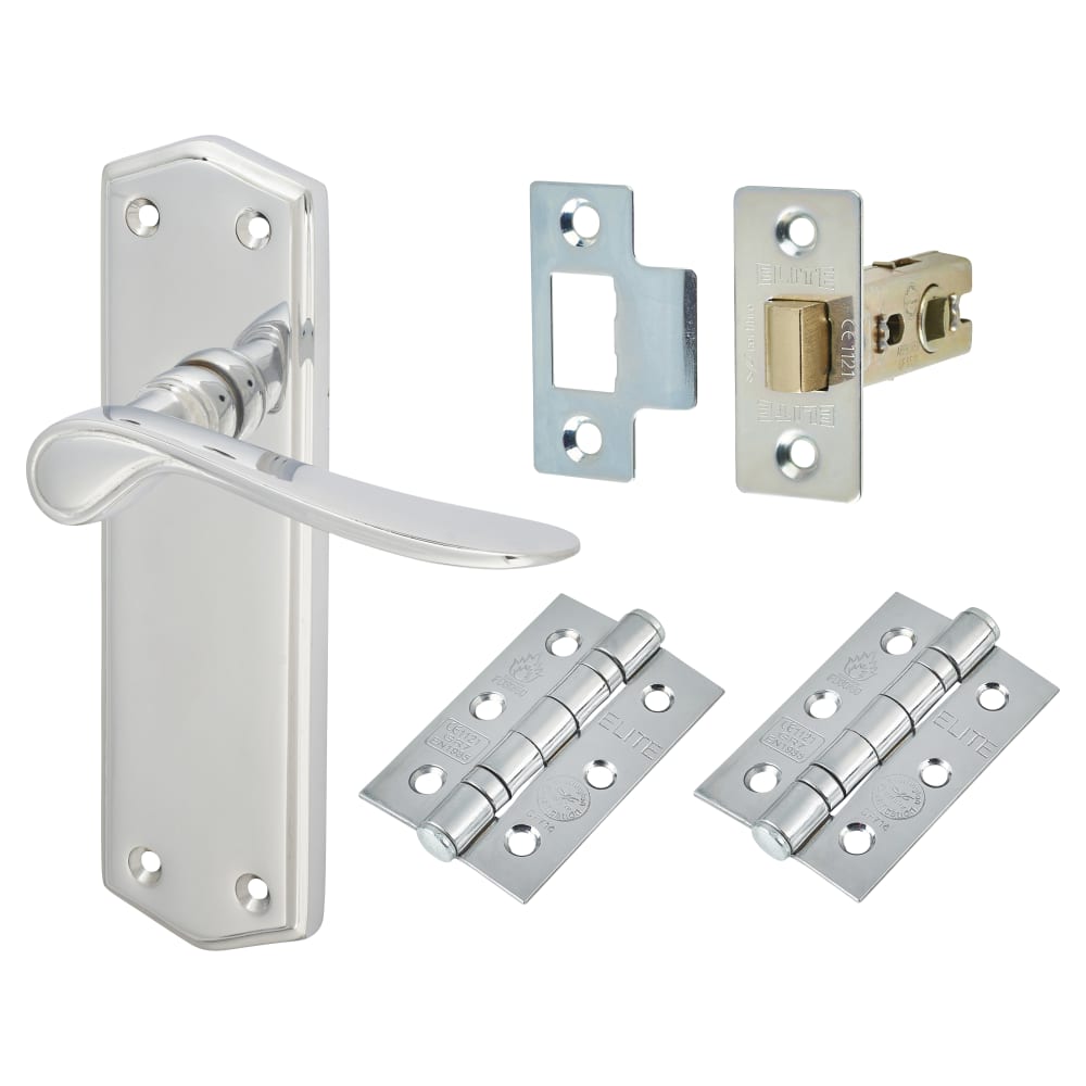 Touchpoint Rome Latch Door Handle Kit - Polished Chrome
