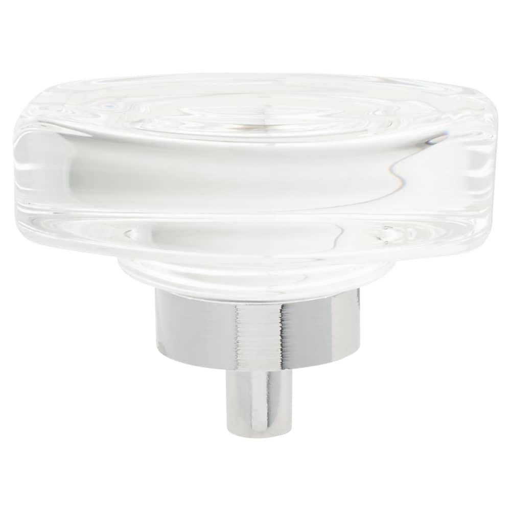 Altro Oblong Glass Cabinet Knob - 45mm Diameter - Polished Chrome