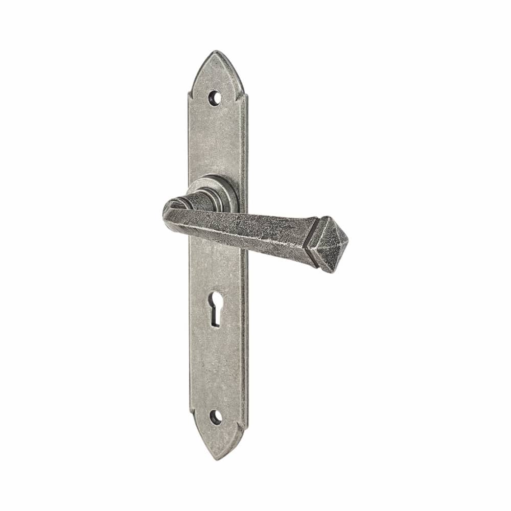 Olde Forge Gothic Lock Door Handle - Keyhole - 247 x 44mm - Pewter