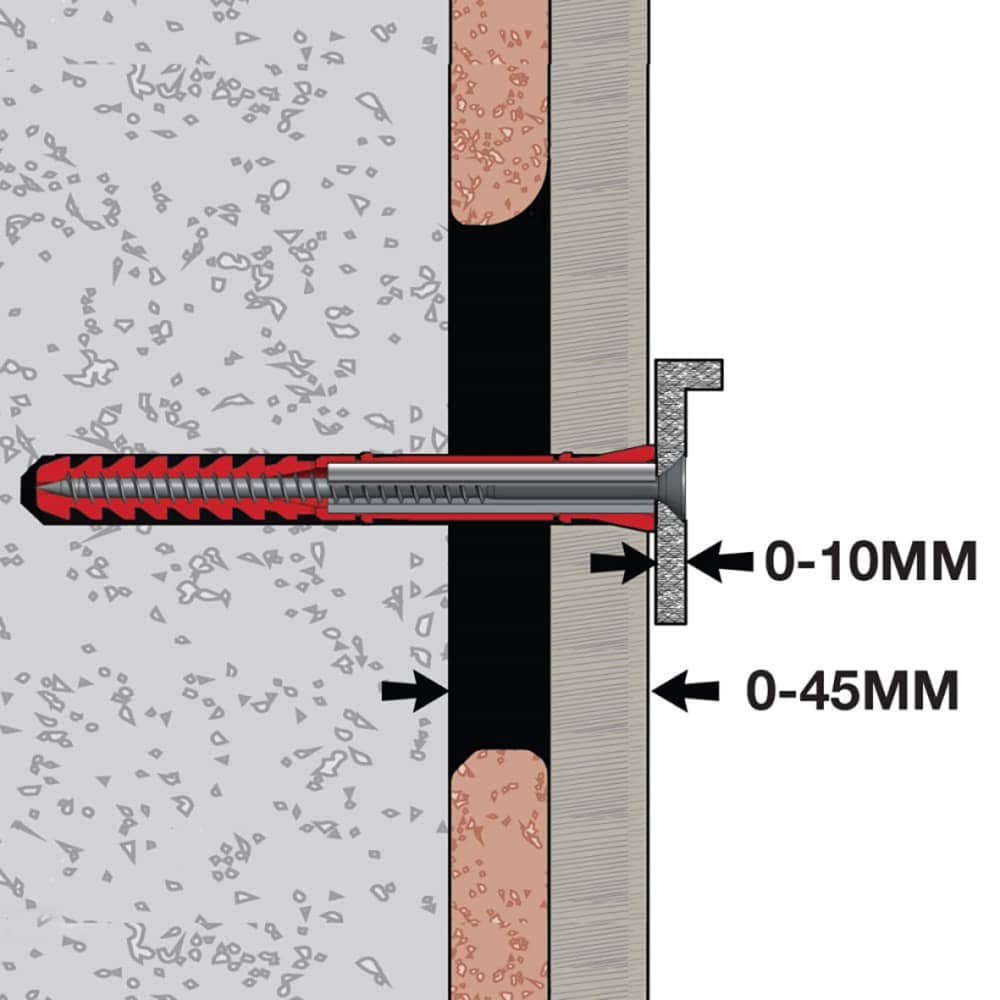 Corefix Connect 120 - Dot and Dab or Drylined Wall Fixing Solution - Red - Pack of 4