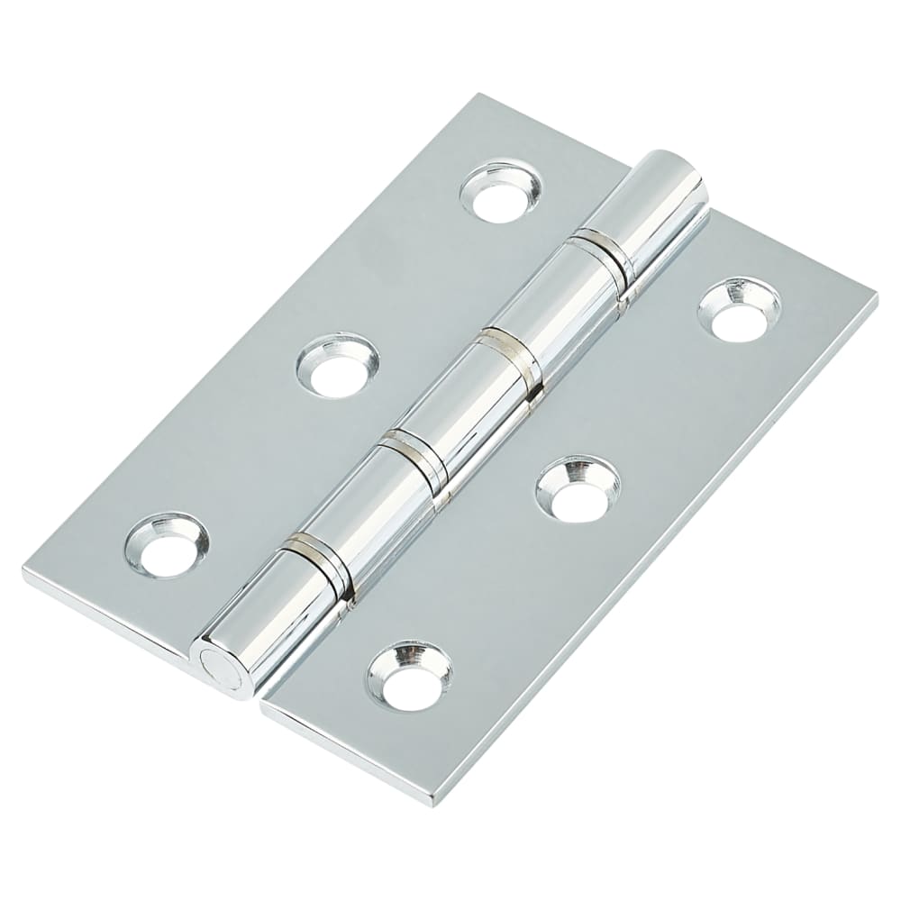 Double Phosphor Bronze Washered Door Hinge - 75 x 50 x 2.5mm - Polished Chrome - Pair 