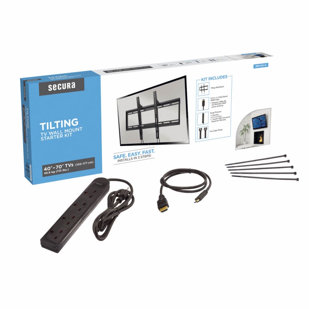 SECURA Wall Mount TV Bracket Starter Kit for 40-70" TVs - Tilting