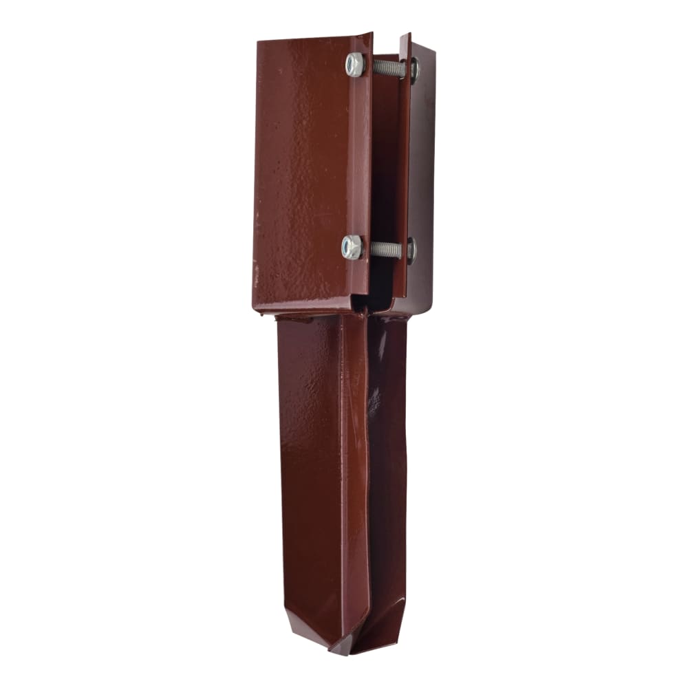TIMCO Concrete In Fence Post Shoe - Bolt Secure - 75 x 75mm - Oxide Red