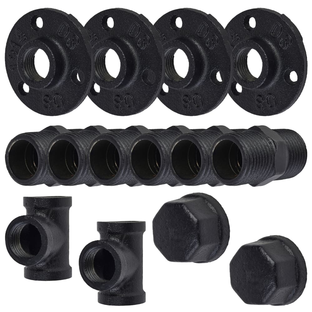 Altro 1/2" Pipe Shelf Bolted Bracket Kit - Black - Pack of 2 
