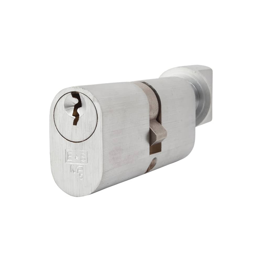 Eurospec 5 Pin 70mm Oval Thumbturn Cylinder - 35mm Turn + 35mm - Satin Chrome - Keyed to Differ