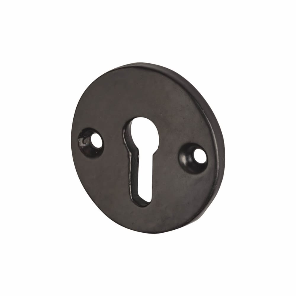 Olde Forge Traditional Round Escutcheon - 43 x 43mm - Keyhole - Antique Black Iron