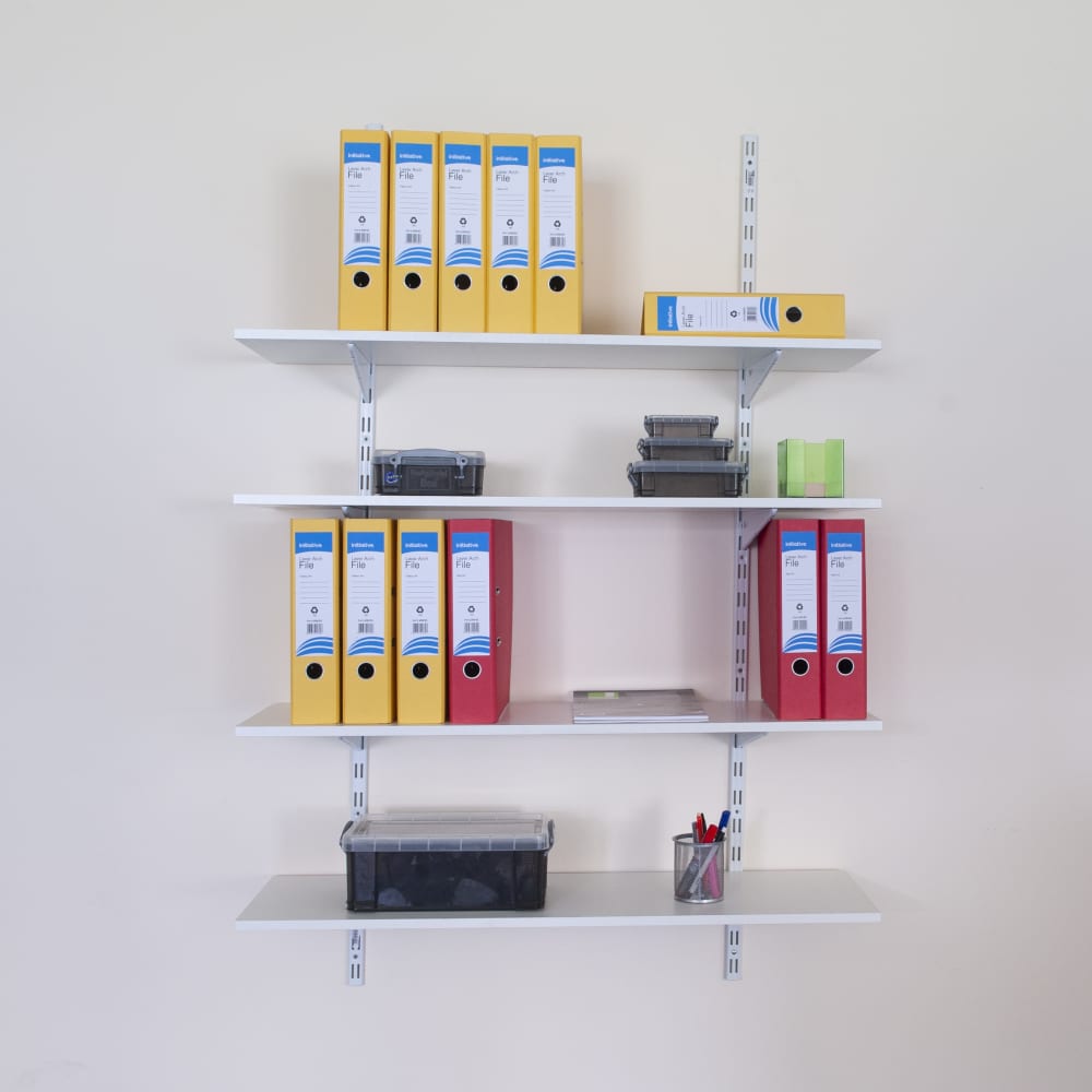 Altro Twin Slot Shelf White Edged Melamine Board - 1000 x 300 x 15mm