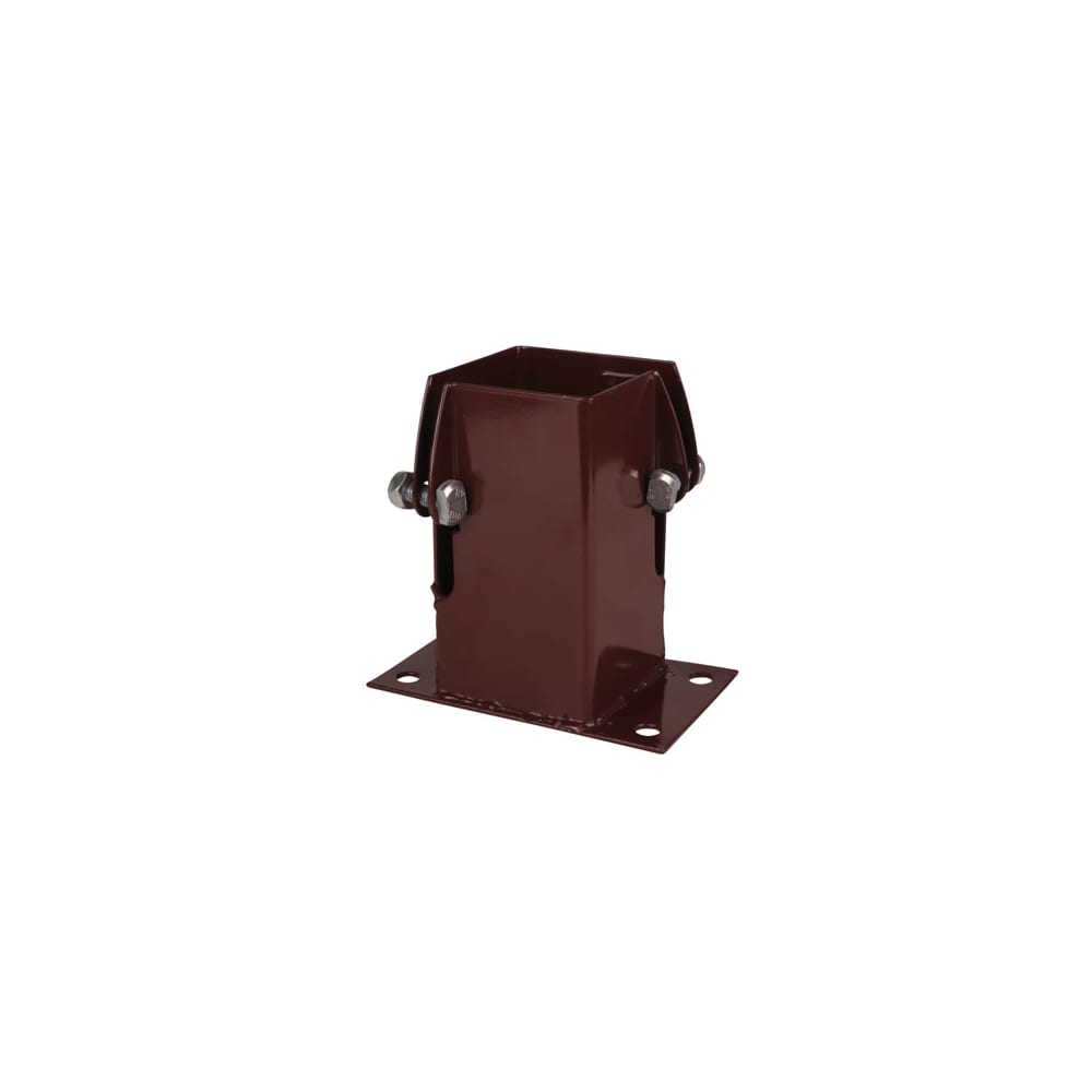 Powapost Fence Post Flush Fit Bolt Down Shoe - Twin Bolt - 75 x 75mm - Brown Powder Coated