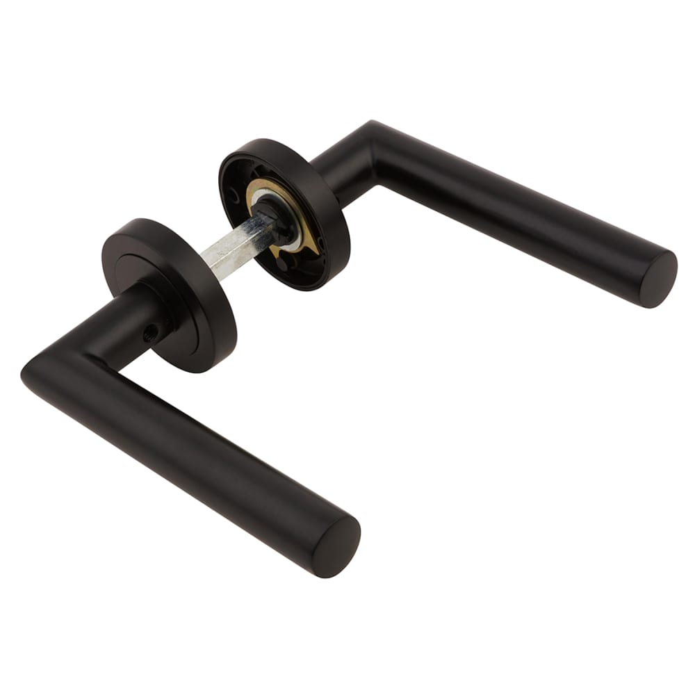 Altro Emily Door Handle on Rose - Matt Black 