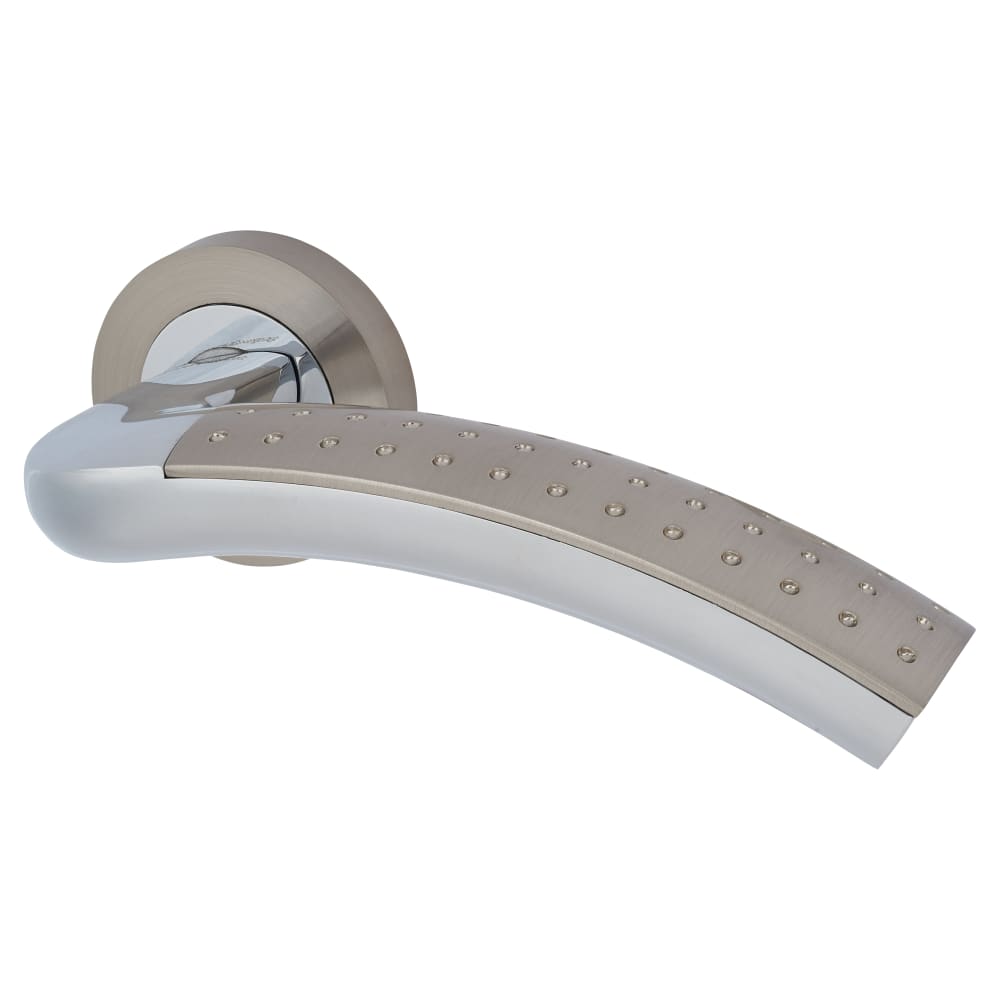 Touchpoint Madison Door Handle on Rose - Satin Nickel/Polished Chrome