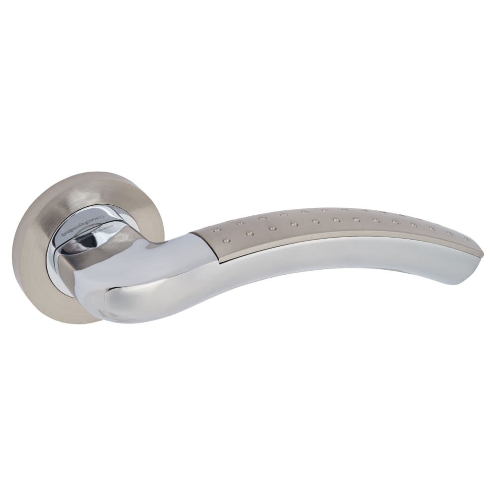 Touchpoint Madison Door Handle on Rose - Satin Nickel/Polished Chrome