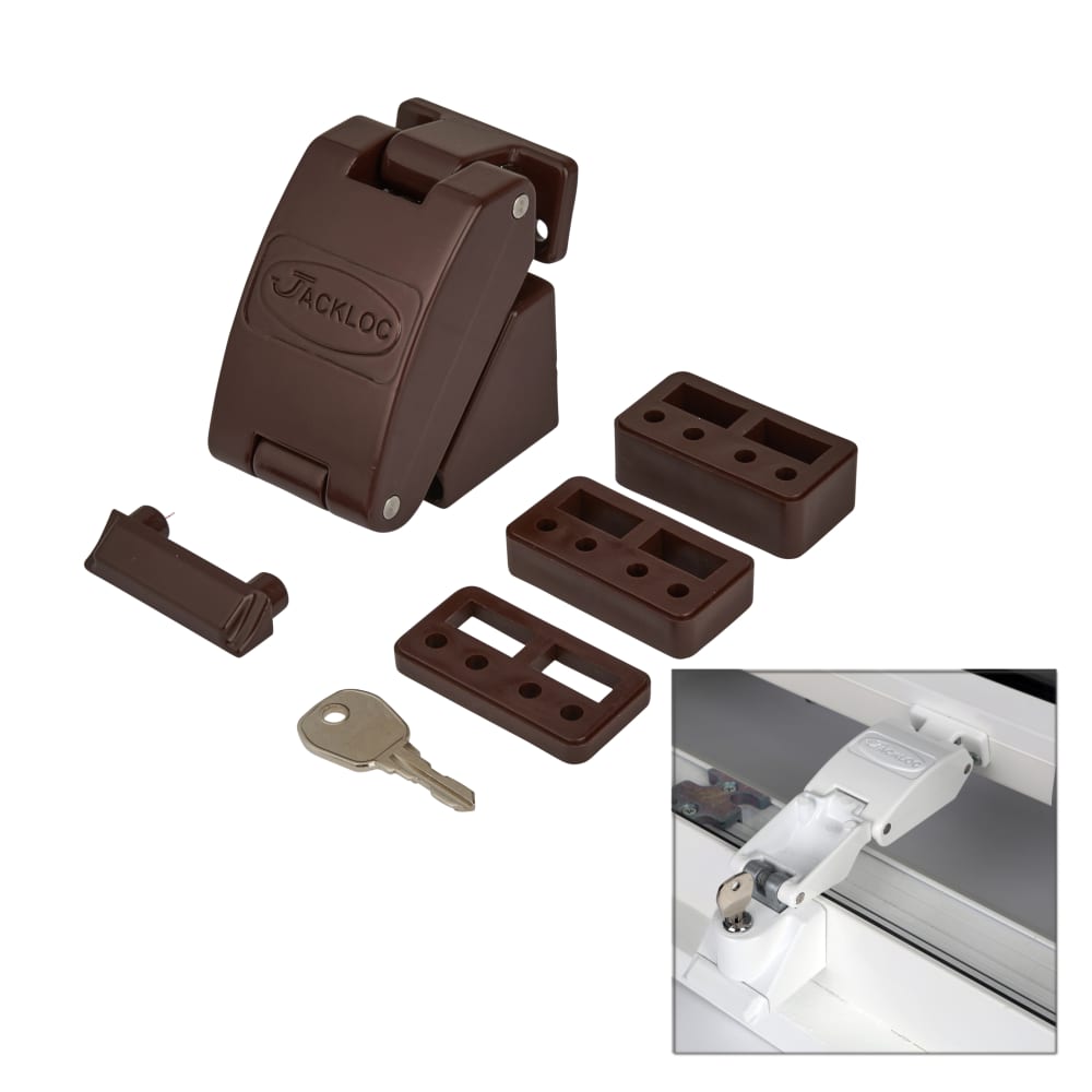 Jackloc Titan Key-Locking Folding Window Restrictor – Brown