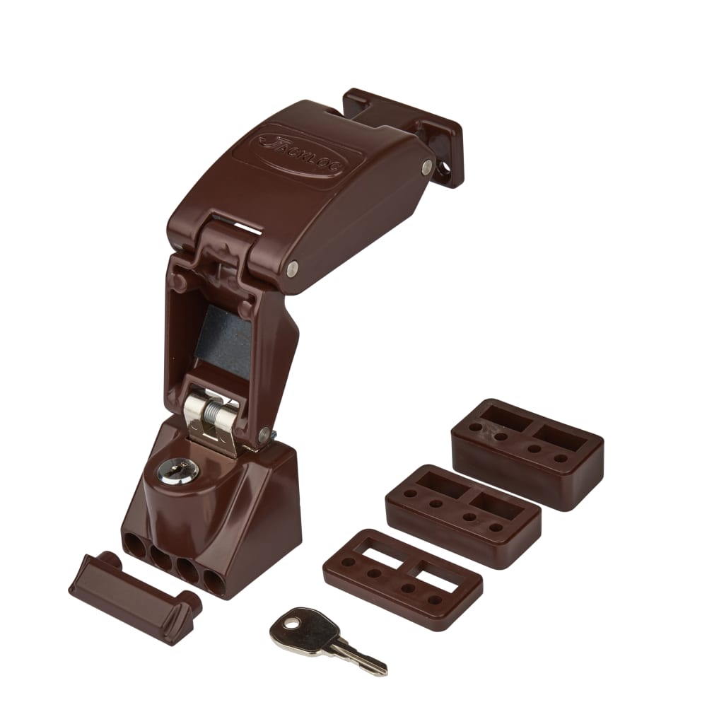 Jackloc Titan Key-Locking Folding Window Restrictor – Brown