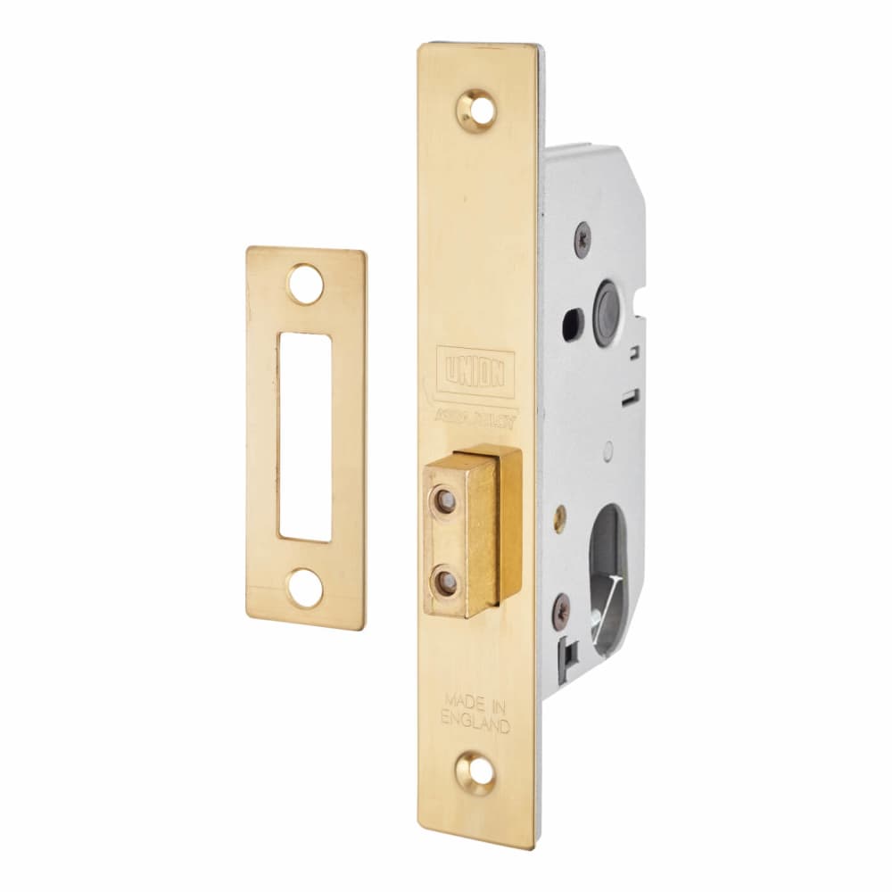 UNION Oval 2141 Deadlock - 77mm Case - 57mm Backset - Polished Brass