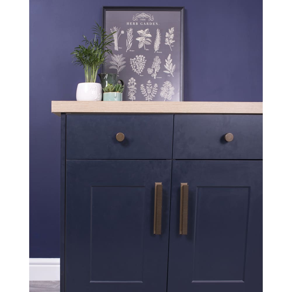 Hendel & Hendel Barrington Ribbed Cabinet Pull Handle on Backplate - 160mm Centres - Antique Brass