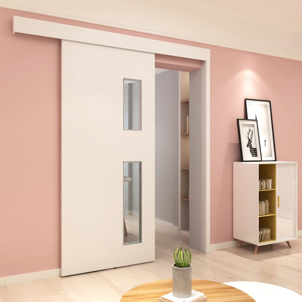 Klug Sliding Door Gear Kit with Pelmet & Post - 2000mm Length - 60kg Max Door Weight - Un-painted 