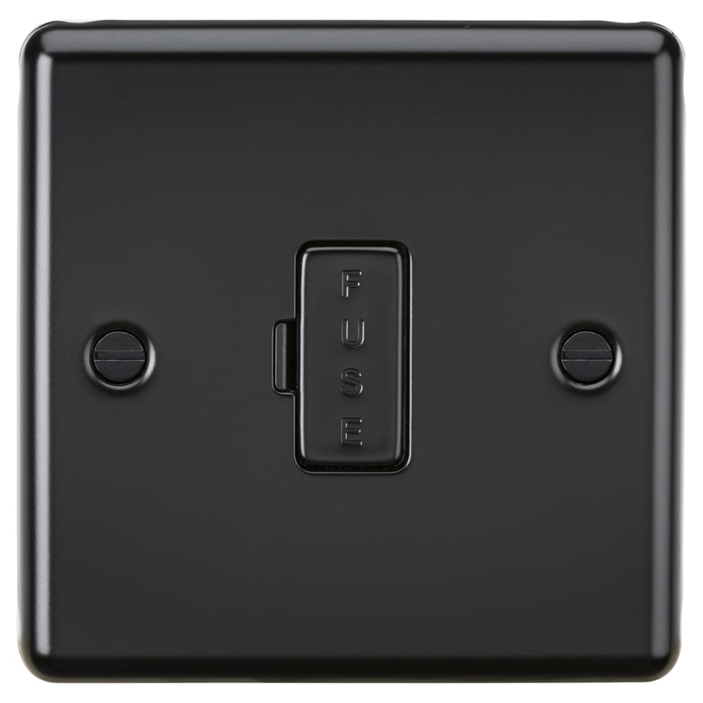 Despatch Spur Knightsbridge 13A 1 Gang Round Edge Unswitched Fused Spur - Matt Black ...