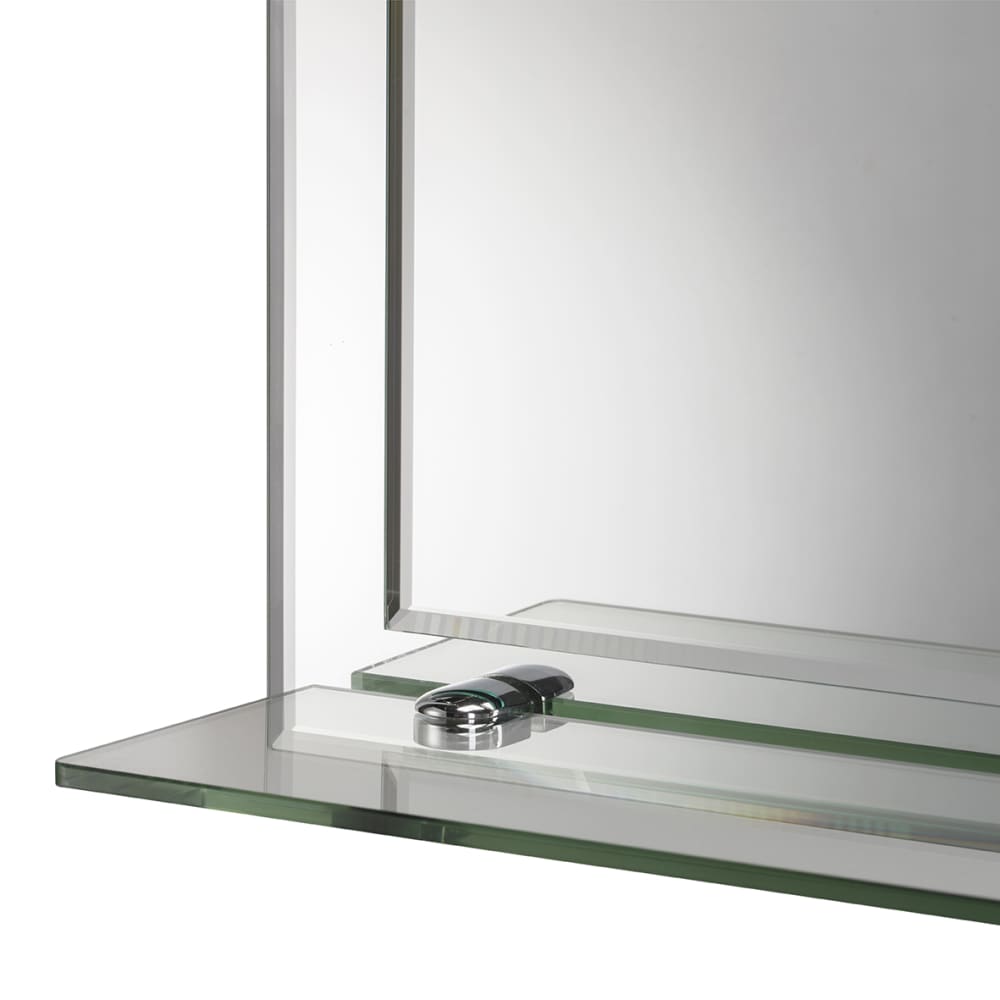 Croydex Flexi-Fix Rydal Bevelled Edge Bathroom Mirror with Shelf - Rectangle - 500 x 400mm