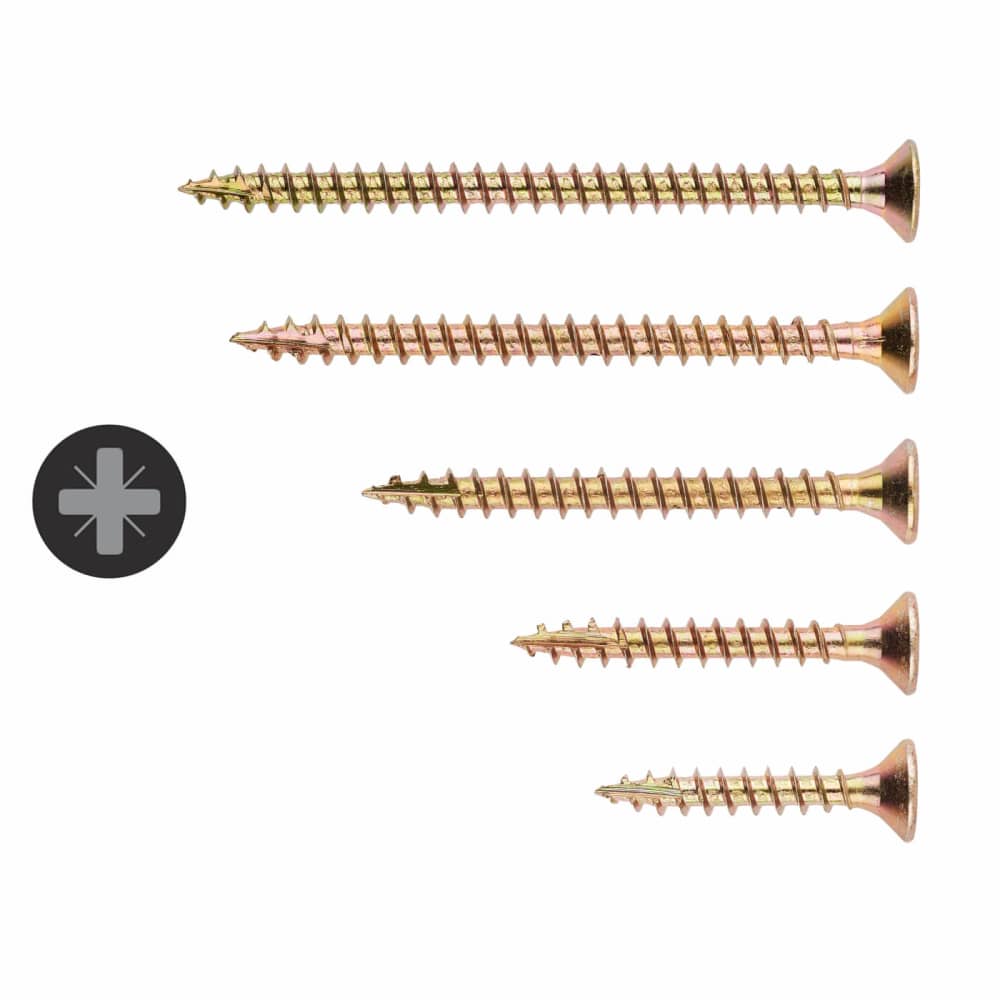 Vida All Purpose Pozi Countersunk Wood Screws Trade Pack - Yellow Zinc - Pack of 1000