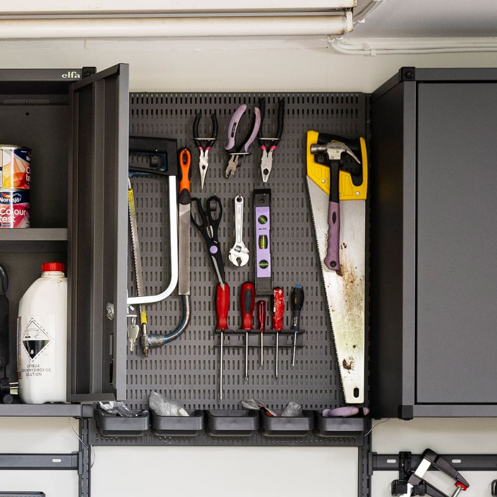 elfa Garage+ Storage Top Track System - Large Storing Board - 597 x 767 x 18mm - Matt Grey