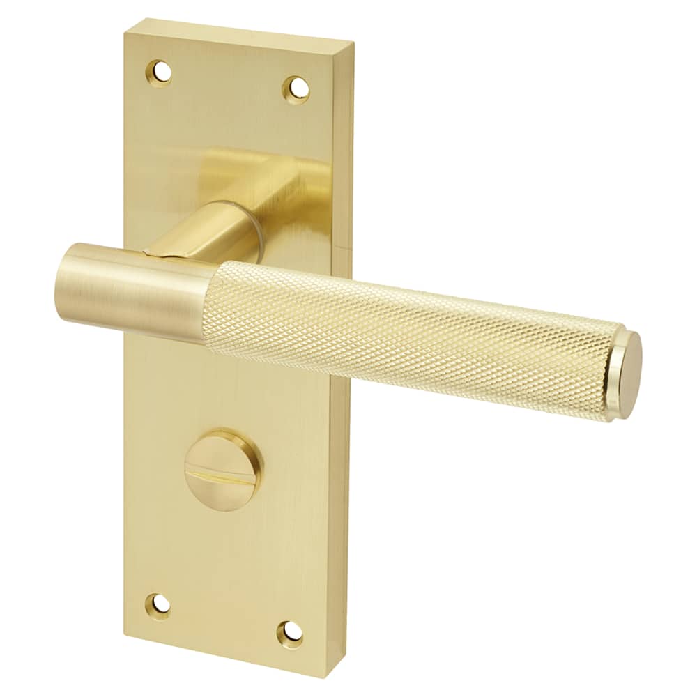 Altro Remi Knurled Bathroom Door Handle - 155 x 55mm - Satin Brass