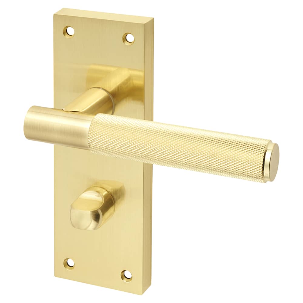 Altro Remi Knurled Bathroom Door Handle - 155 x 55mm - Satin Brass