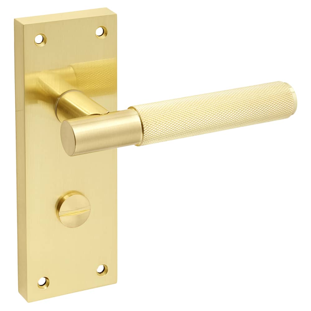 Altro Remi Knurled Bathroom Door Handle - 155 x 55mm - Satin Brass