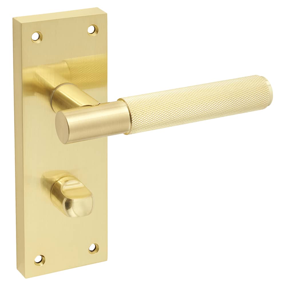 Altro Remi Knurled Bathroom Door Handle - 155 x 55mm - Satin Brass