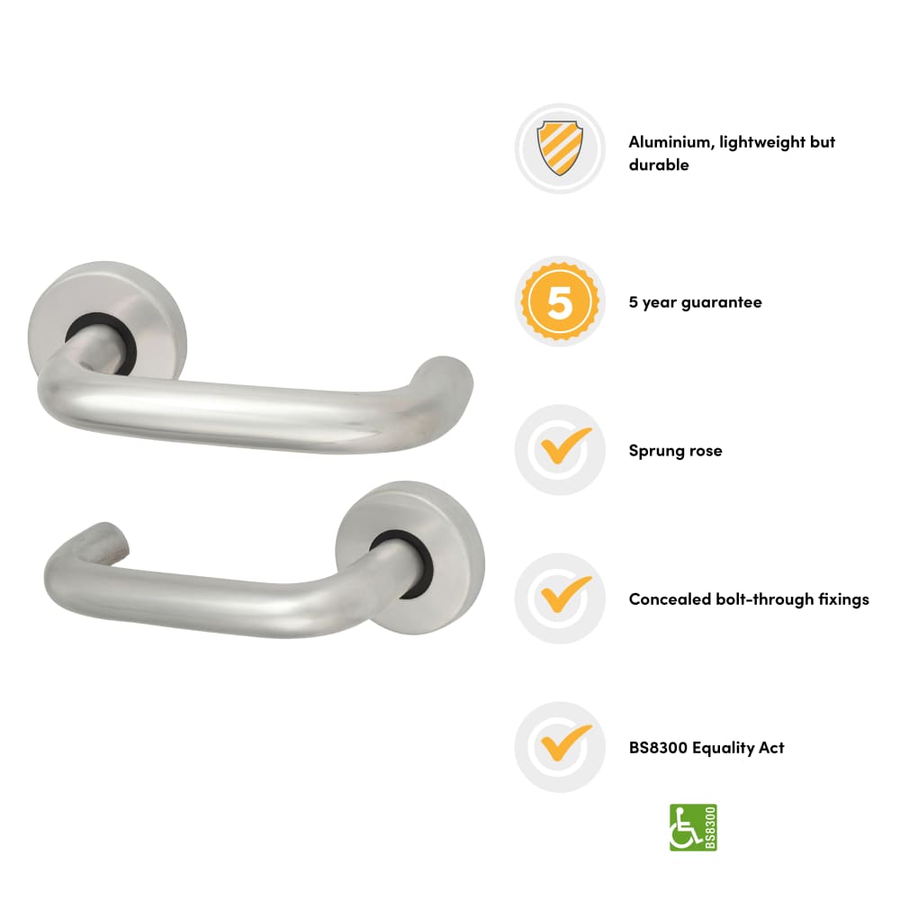 Touchpoint 19mm Return to Door Handle on Rose - Satin Aluminium