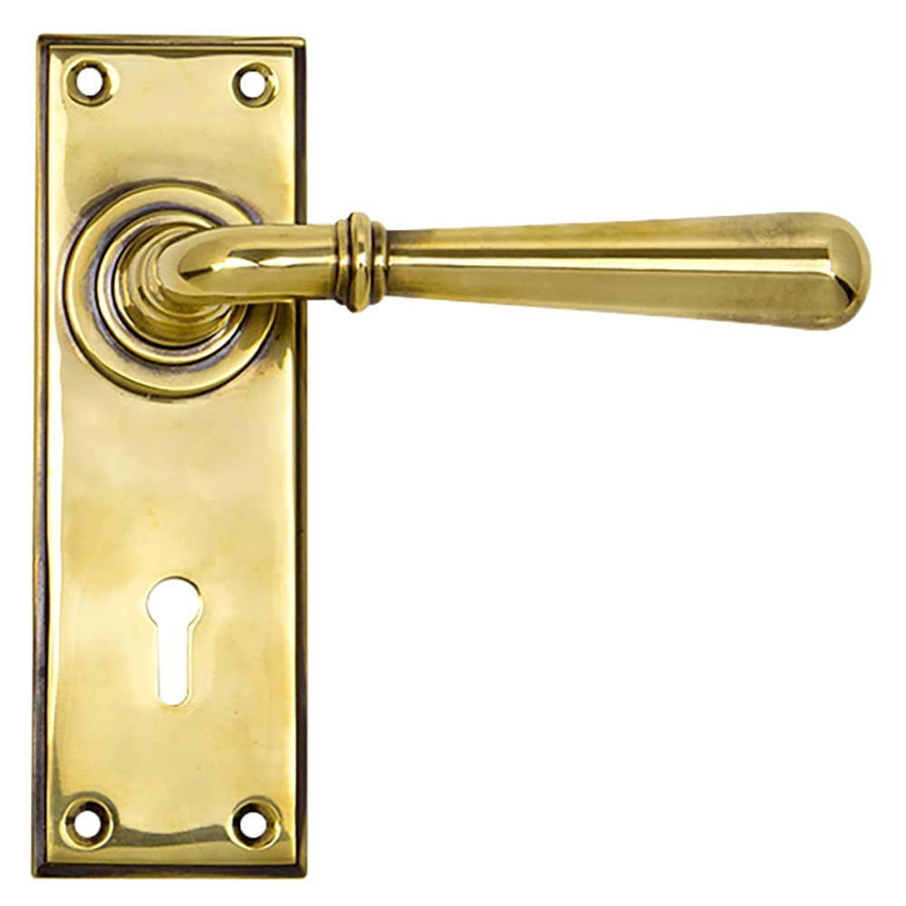 From The Anvil Newbury Lock Door Handle - Keyhole - 152 x 50mm - Aged Brass