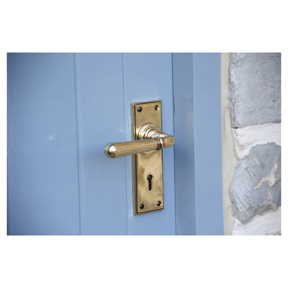 From The Anvil Newbury Lock Door Handle - Keyhole - 152 x 50mm - Aged Brass