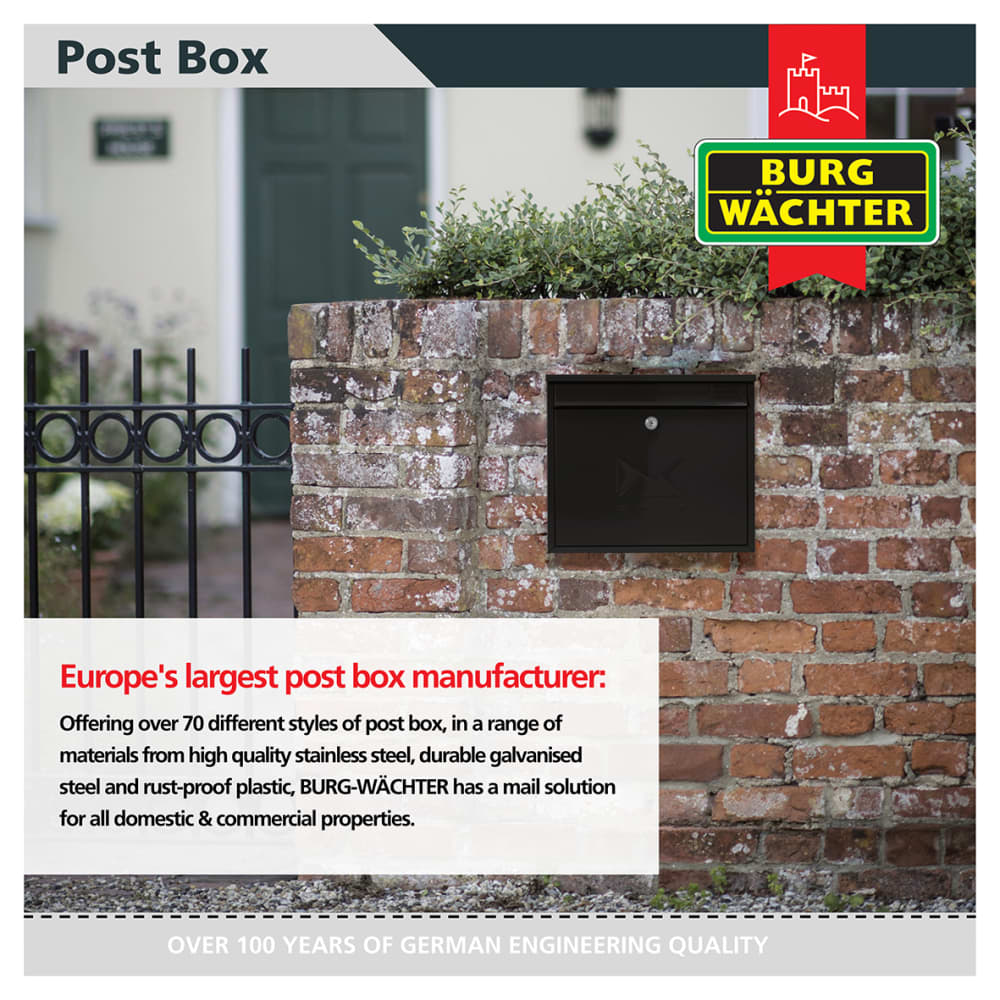 Burg Wachter Elegance Mailbox - 362 x 310 112mm - Black