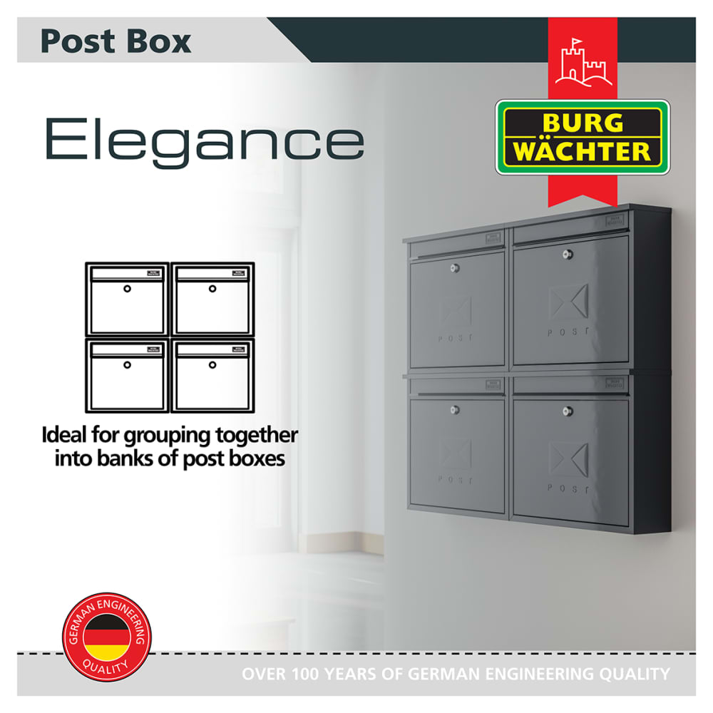 Burg Wachter Elegance Mailbox - 362 x 310 112mm - Black