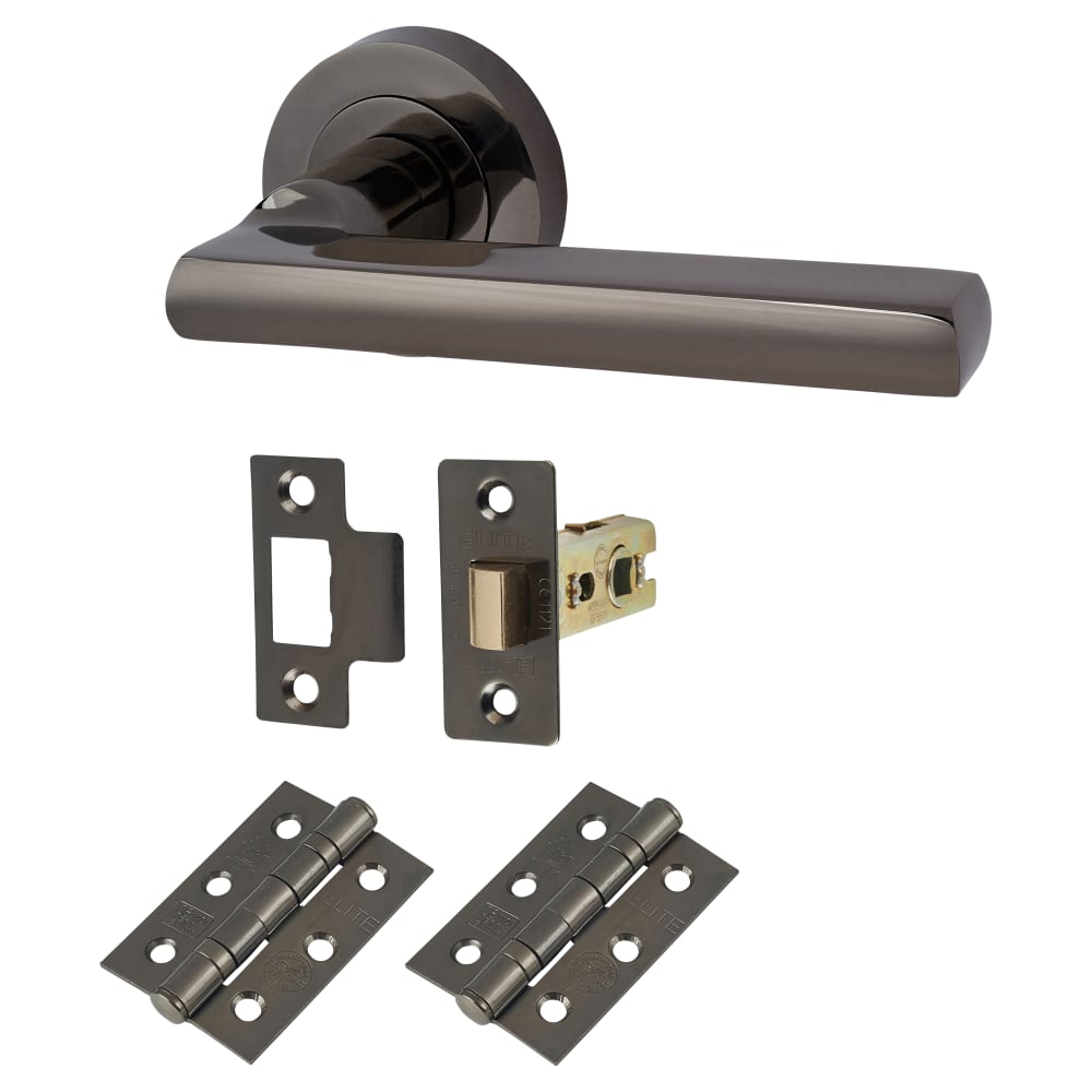 Touchpoint Sophia Latch Door Handle on Rose Kit - Black Nickel